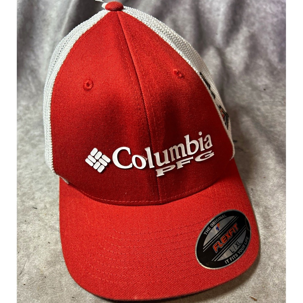 Columbia PFG Texas Tech Red Raiders Flexfit Mesh Hat Cap L/XL Red White NWT